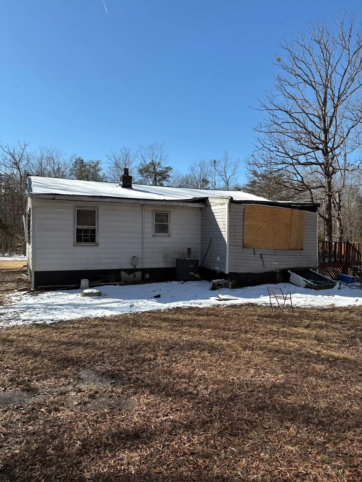 A boarded-up house